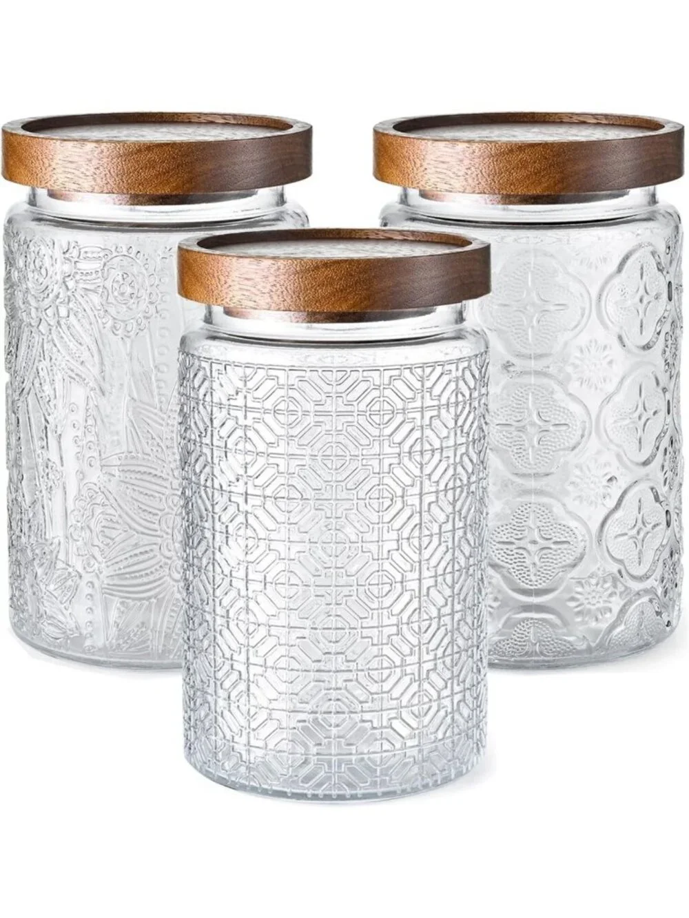 Airtight Glass Storage Containers Set of 3 | 32oz Kitchen Canisters for Food